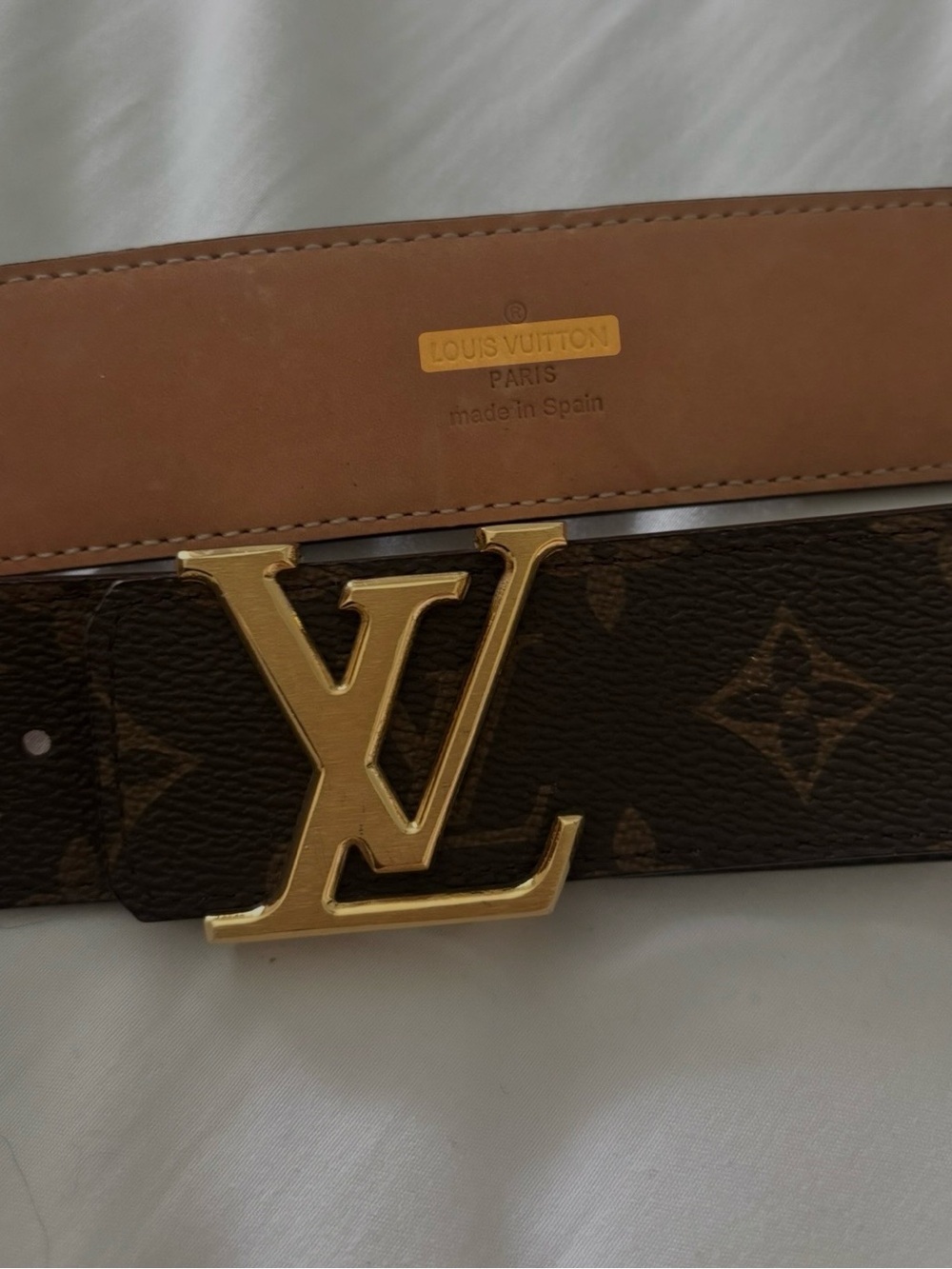 Louis Vuitton Brown Monogram Canvas Belt with Gold LV Buckle